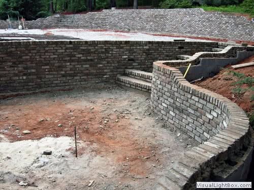Natural stone retaining wall construction by John Russell Landscape Architect showcasing landscape hardscaping and outdoor design expertise in Connecticut.